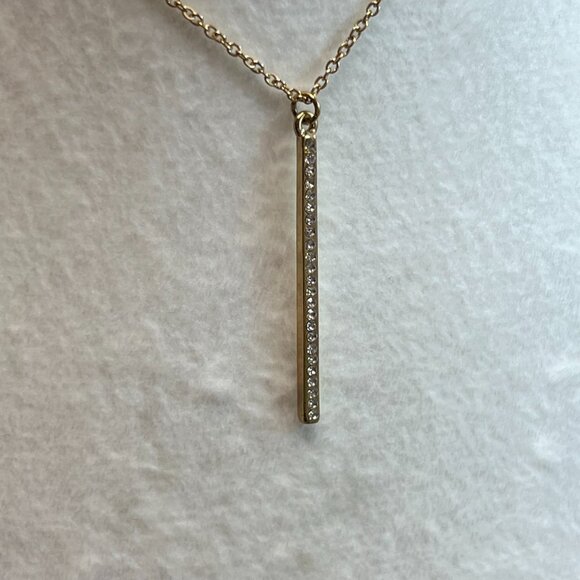 Charming Charlie Gold Plated CZ Bar Pendant Necklace - Picture 3 of 6